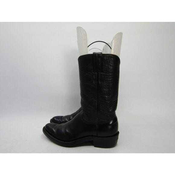 Justin Mens Size 7 C (Narrow Width) Black Leather Cowboy Western Boots main image 4
